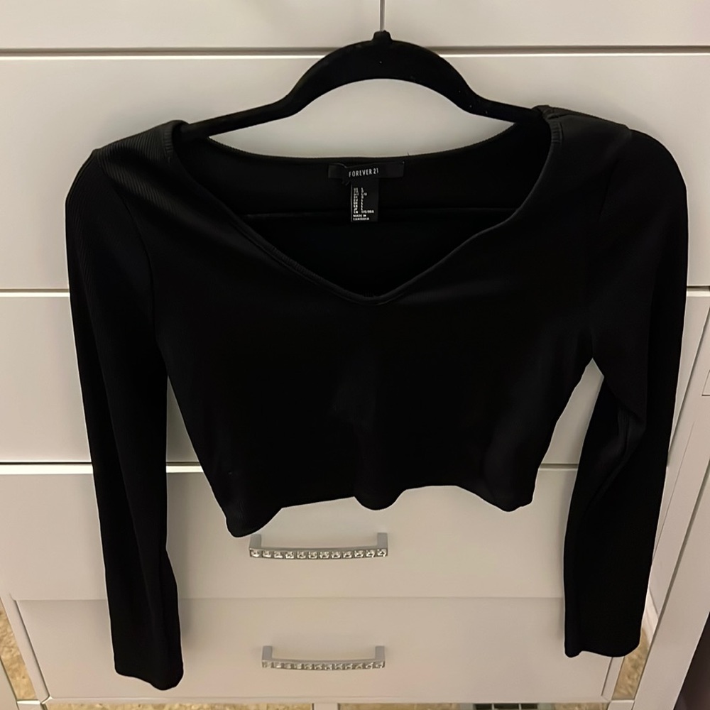 Long sleeve vneck crop top